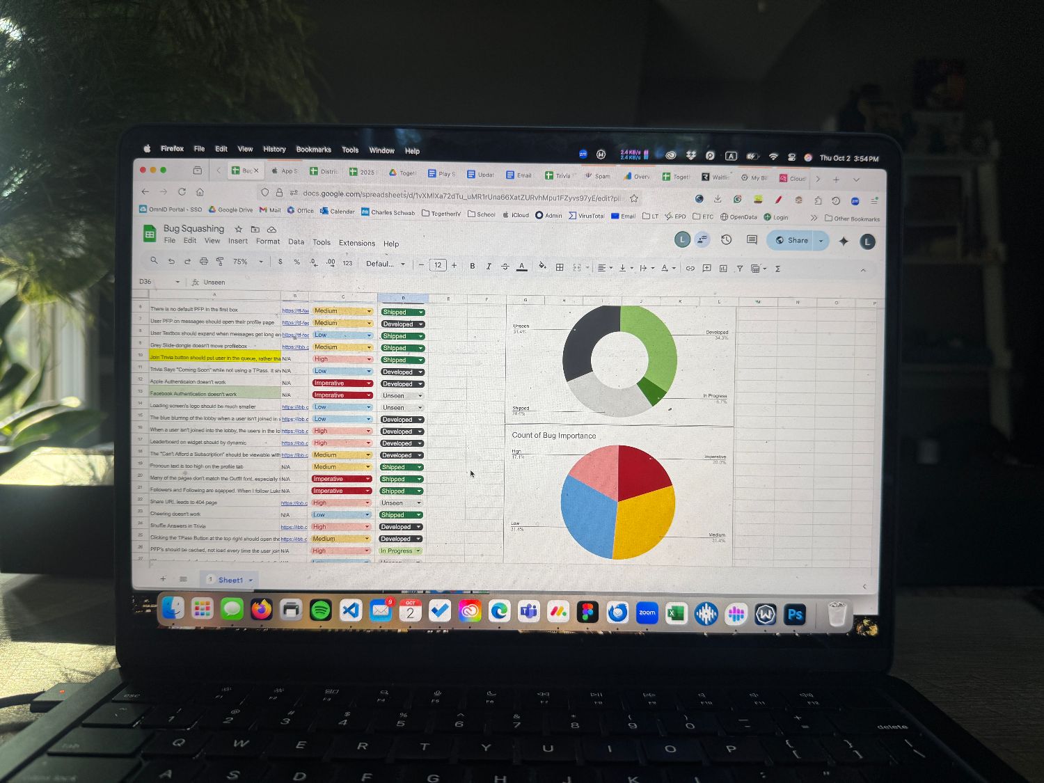 Bug tracking spreadsheet