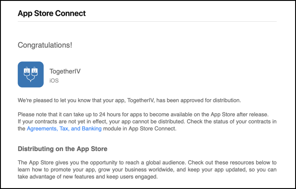 Confirmation email from Apple