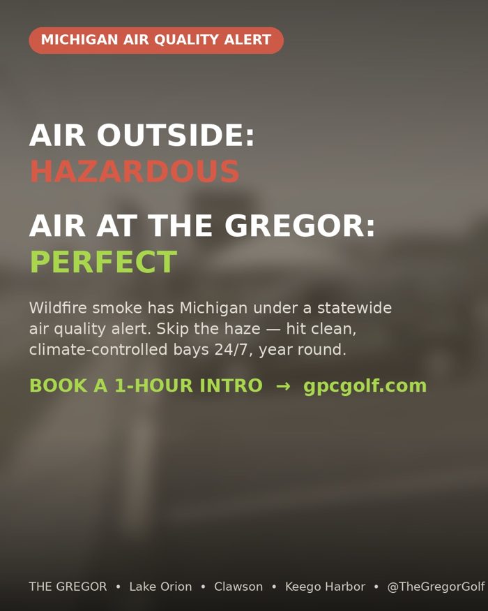Michigan Air Quality Alert vs. clean air at The Gregor